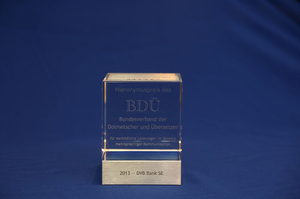 Der Hieronymus-Preis des BDÜ des Jahres 2013. Foto: Ernst Stratmann